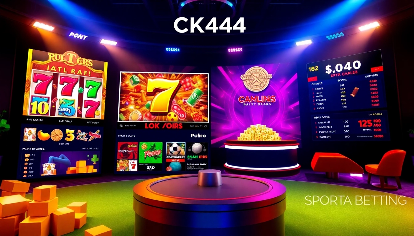 CK444 platform showcasing engaging gaming options with a sleek interface and vibrant visuals for top online casino experience.